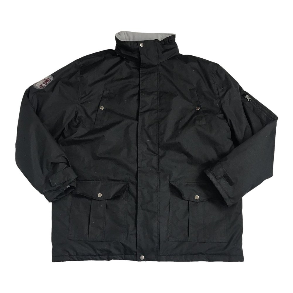 Atlas For Men Black Jacket Coat Sz Large Removable Hood Pockets Hockey Champions - Picture 2 of 12